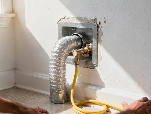 Colchester Dryer Vent Cleaning certified technician performing specialized gas dryer vent cleaning in Colchester